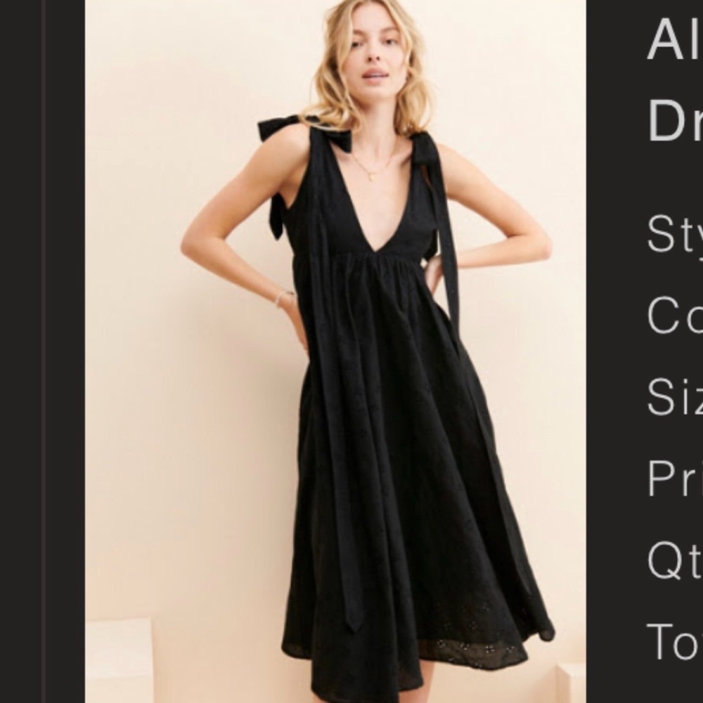 Allina Liu Tyr Midi Dress Chic Black Midi Dress with Bow Straps